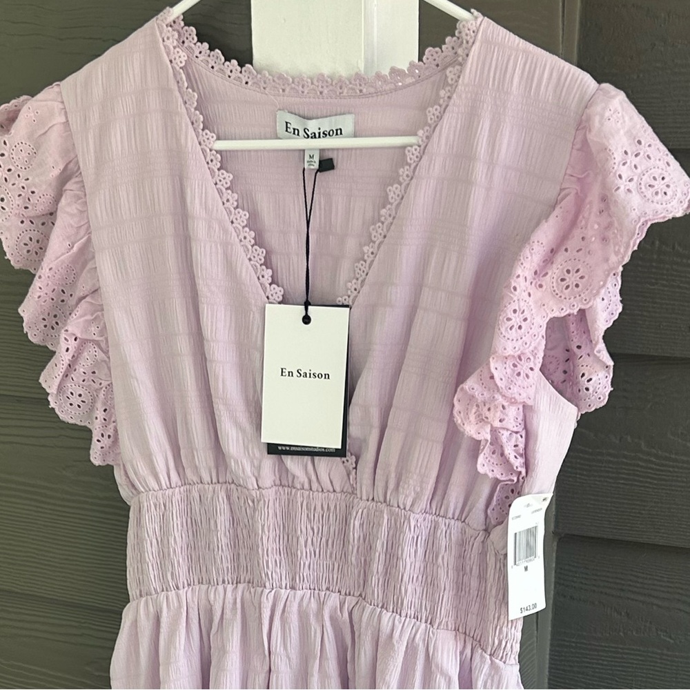 En Saison Lilac Dress with Eyelet Sleeves
